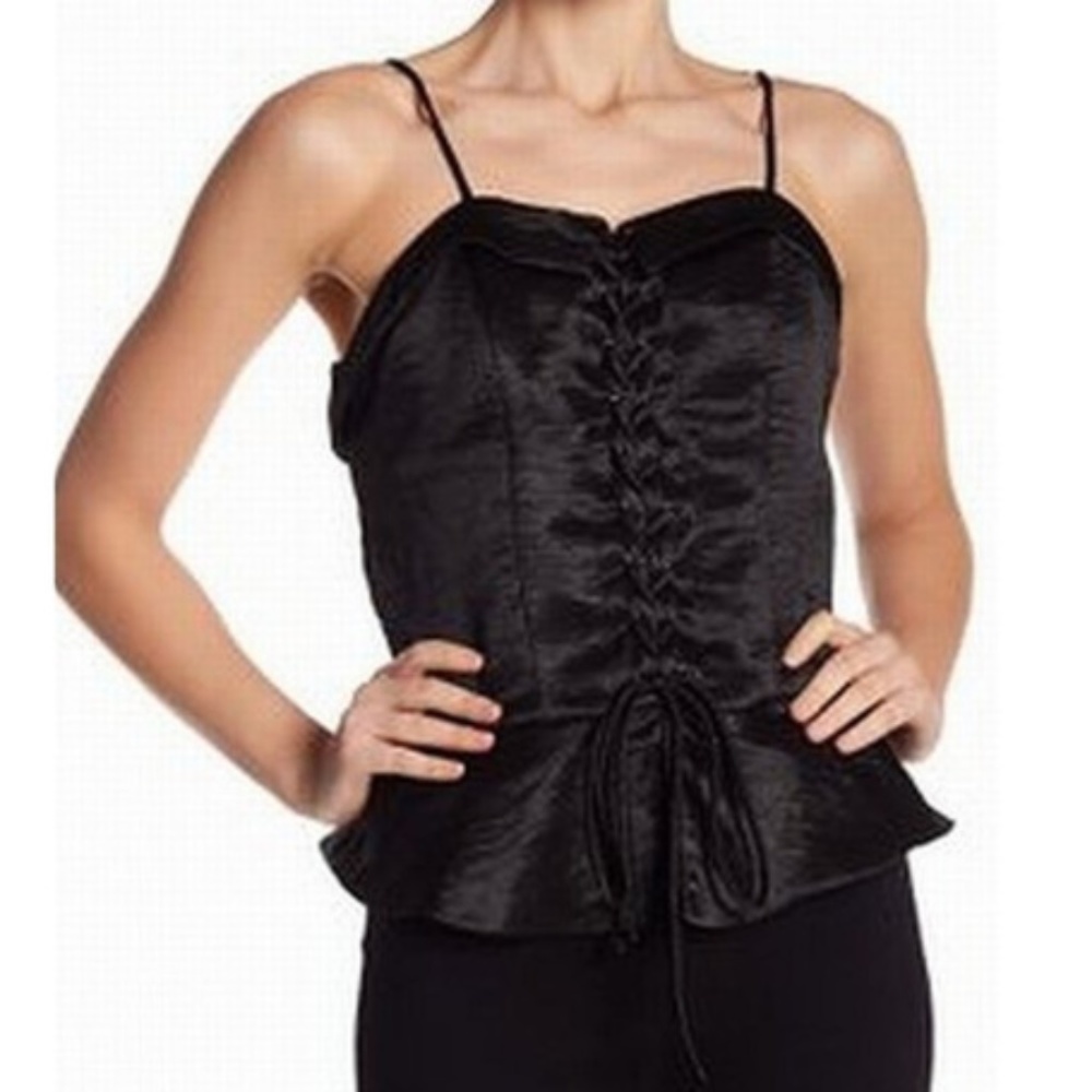 ❤️‍🔥 NWT SALE Satin Lace Up Corset Peplum Flare Top
